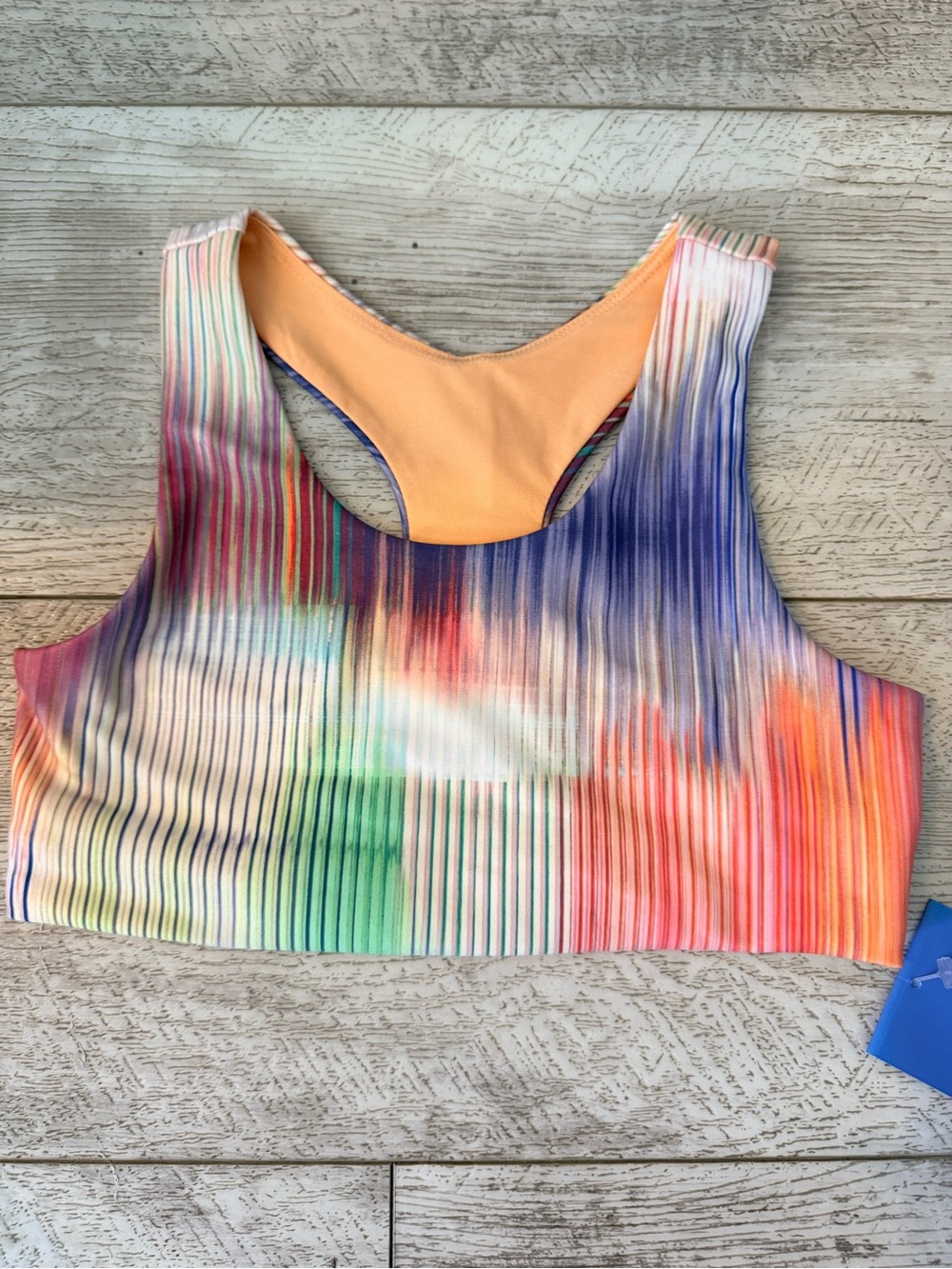 DSG Momentum Sports Bra Girls Small Prismatic Reflection Rainbow Racerback NWT